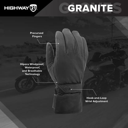 NEW HIGHWAY 21 489-0020L GRANITE GLOVES LEATHER SIZE LARGE