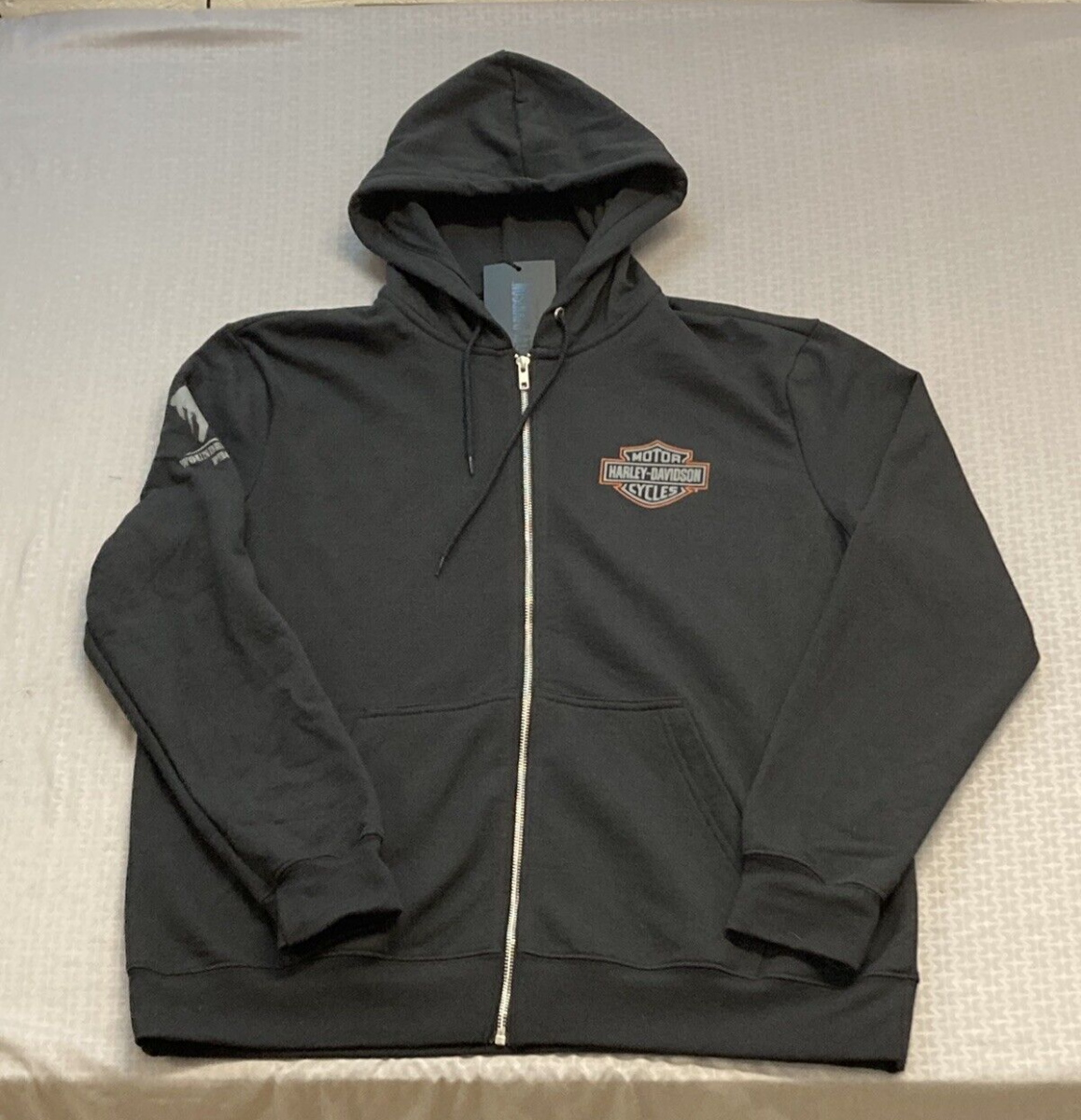NEW GENUINE HARLEY DAVIDSON 96005-23VM Men's WWP Zip Front Hoodie Black Med