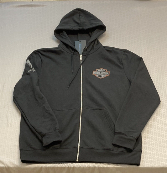 NEW GENUINE HARLEY DAVIDSON 96005-23VM Men's WWP Zip Front Hoodie Black Med