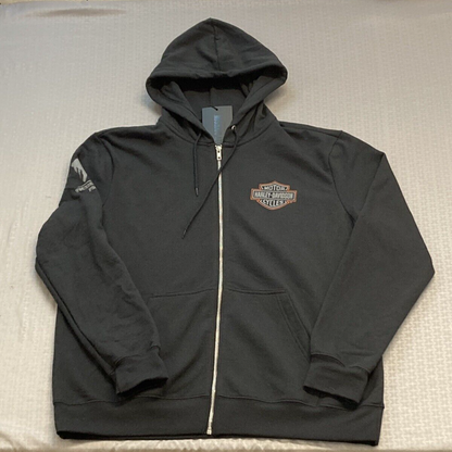NEW GENUINE HARLEY DAVIDSON 96005-23VM Men's WWP Zip Front Knit Hoodie Black L