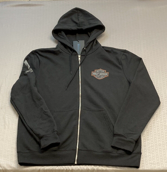 NEW GENUINE HARLEY DAVIDSON 96005-23VM Men's WWP Zip Front Knit Hoodie Black 3XL
