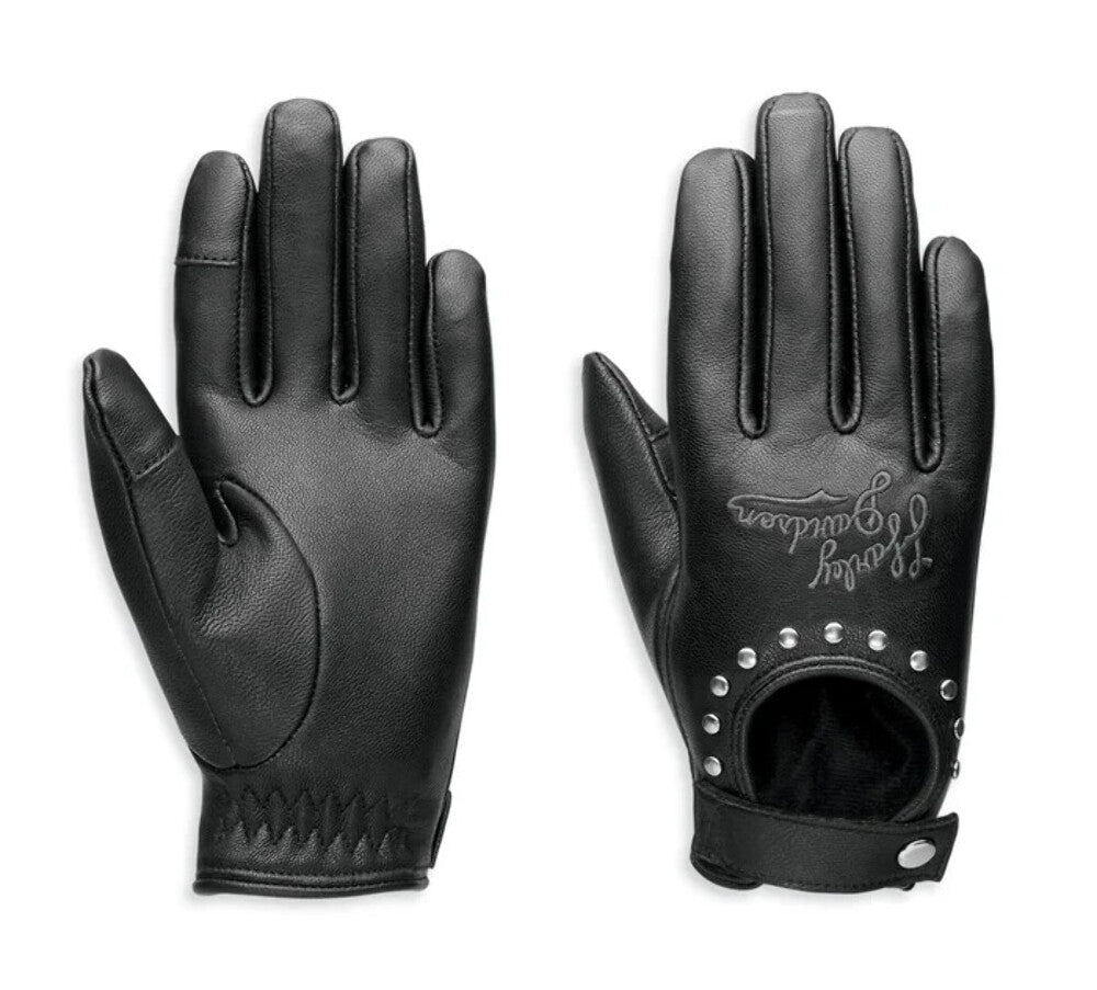 NEW GENUINE HARLEY DAVIDSON 97704-23VW WOMEN'S LARGE BLK LTHR GLOVES OPEN ROAD