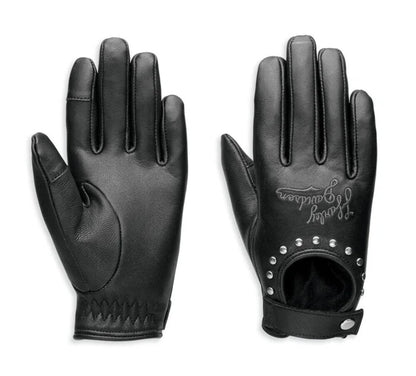 NEW GENUINE HARLEY DAVIDSON 97704-23VW WOMEN'S LARGE BLK LTHR GLOVES OPEN ROAD