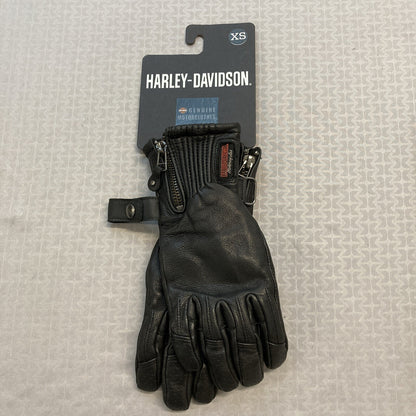 NEW GENUINE HARLEY DAVIDSON 98250-18VW WOMEN'S XSMALL JAYDEN GAUNTLET BLK GLOVES