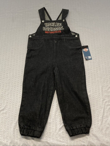 NEW HARLEY DAVIDSON 4060245 Baby Unisex Denim Overalls Embroidered Back 18/24M