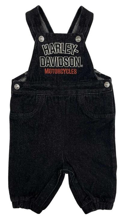 NEW HARLEY DAVIDSON 4070245 Little Kids Embroidered Denim Overalls Black 2/3T
