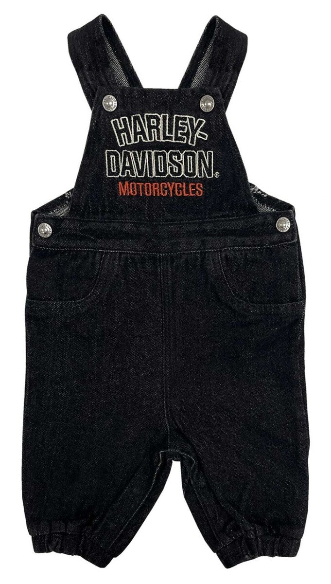 NEW HARLEY DAVIDSON 4070245 Little Kids Embroidered Denim Overalls Black 4/5T