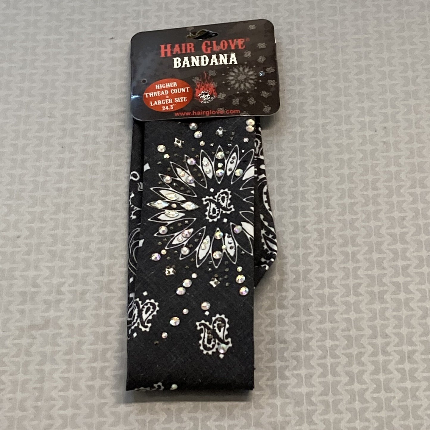 NEW HAIR GLOVE HG-56001 24.5" BANDANA WOMEN'S FADED BLACK PAISLEY