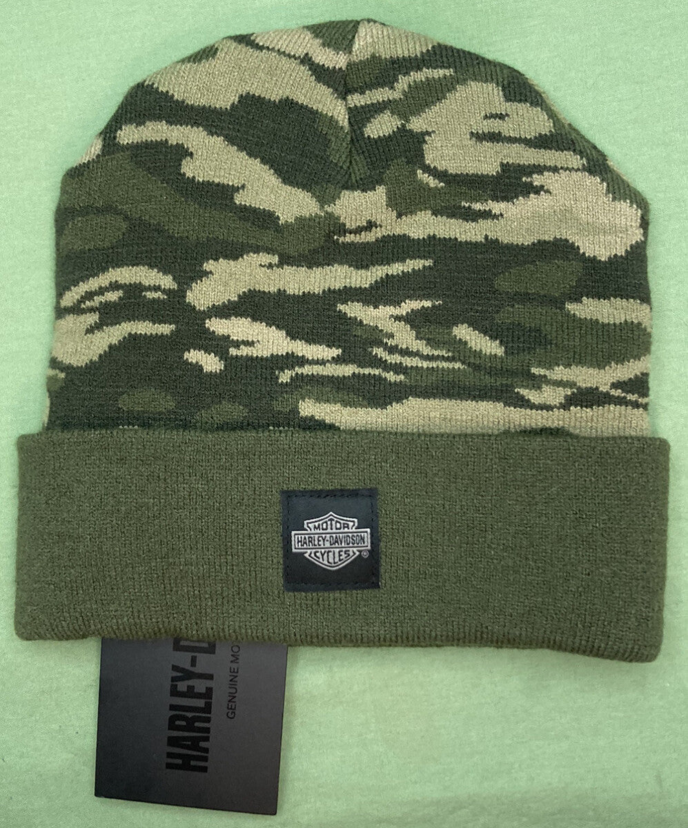 NEW HARLEY DAVIDSON 97691-23VM Men's Forever Camo Woven Beanie - Camo- Green