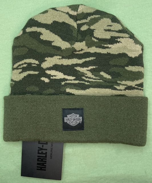 NEW HARLEY DAVIDSON 97691-23VM Men's Forever Camo Woven Beanie - Camo- Green