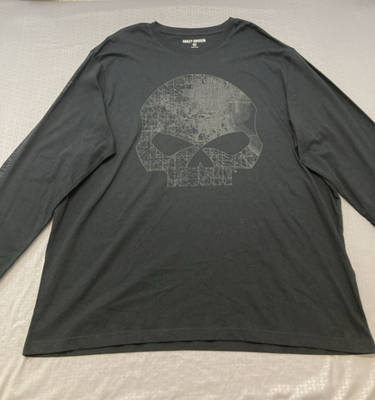NEW HARLEY DAVIDSON 96065-22VM MILWAUKEE MAP SKULL LNG SLEEVE GRAPHIC KNIT 3XL