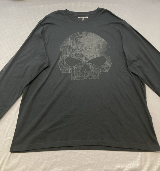 NEW HARLEY DAVIDSON 96065-22VM MILWAUKEE MAP SKULL LNG SLEEVE GRAPHIC KNIT 3XL