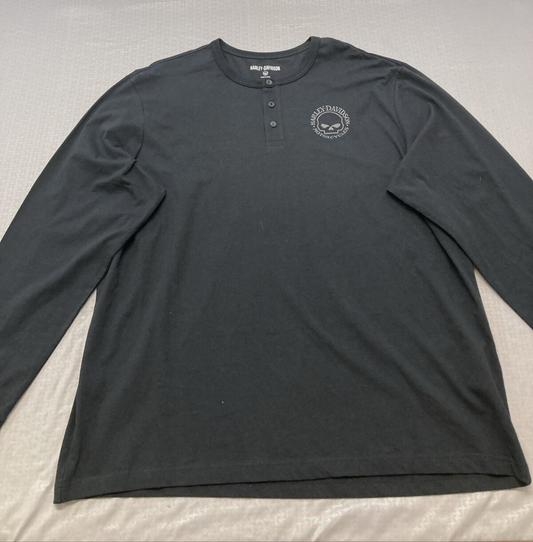 NEW HARLEY DAVIDSON 96037-22VM MENS WILLIE G SKULL THREE BUTTON KNIT HENLEY XXXL