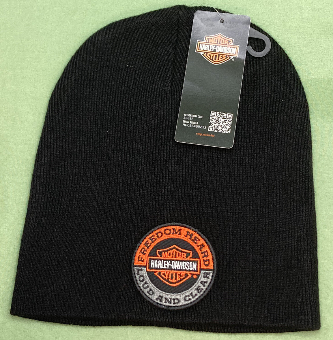 NEW HARLEY DAVIDSON 5029008703 Men's Embroidered Graphic Cuffed Beanie Hat Black