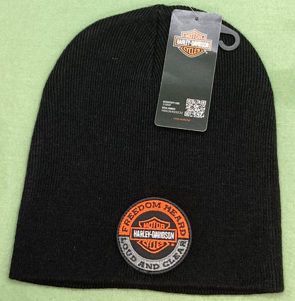 NEW HARLEY DAVIDSON 5029008703 Men's Embroidered Graphic Cuffed Beanie Hat Black