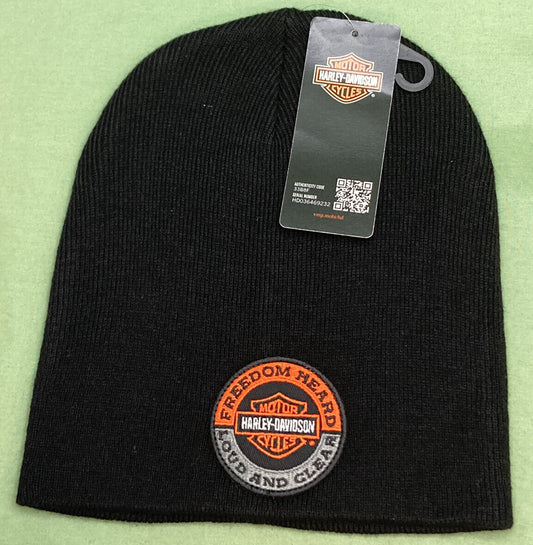 NEW HARLEY DAVIDSON 5029008703 Men's Embroidered Graphic Cuffed Beanie Hat Black