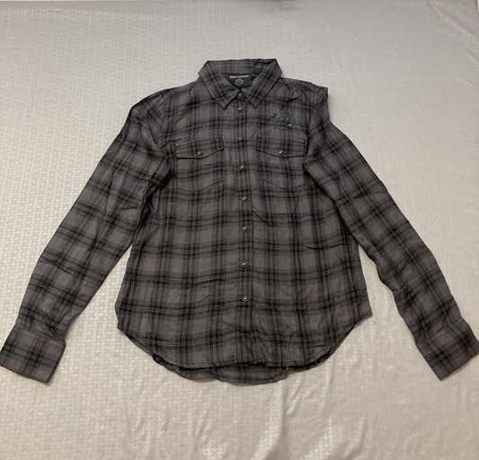 NEW HARLEY DAVIDSON 96479-23VW WOMENS CLASSIC ENCHANTED SHRT PLAID BLK PEARL XS
