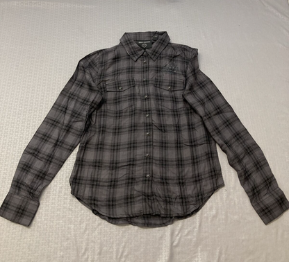 NEW HARLEY DAVIDSON 96479-23VW WOMENS CLASSIC ENCHANTED SHRT PLAID BLK PEARL S