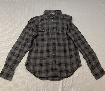 NEW HARLEY DAVIDSON 96479-23VW WOMENS CLASSIC ENCHANTED SHRT PLAID BLK PEARL M