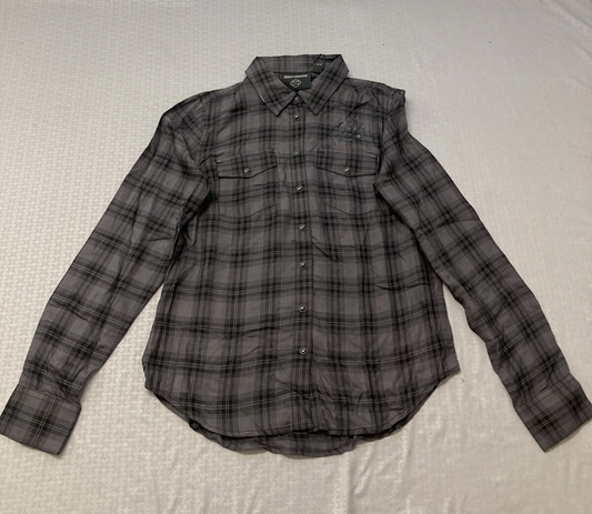 NEW HARLEY DAVIDSON 96479-23VW WOMENS CLASSIC ENCHANTED SHRT PLAID BLK PEARL M