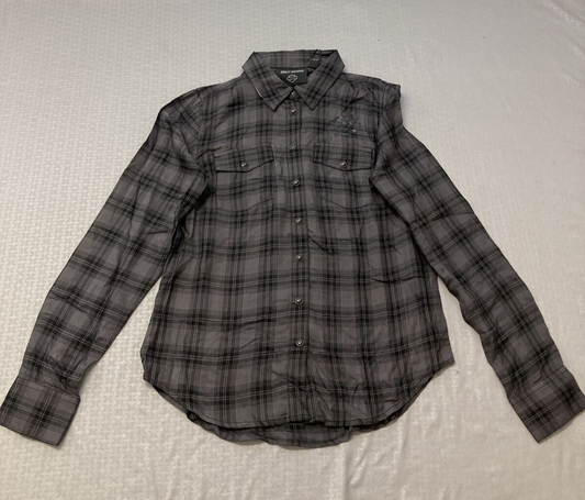 NEW HARLEY DAVIDSON 96479-23VW WOMENS CLASSIC ENCHANTED SHRT PLAID BLK PEARL XL