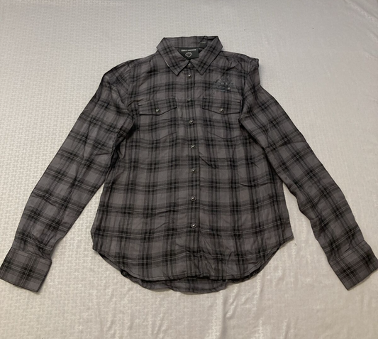NEW HARLEY DAVIDSON 96479-23VW WOMENS CLASSIC ENCHANTED SHRT PLAID BLK PEARL XXL