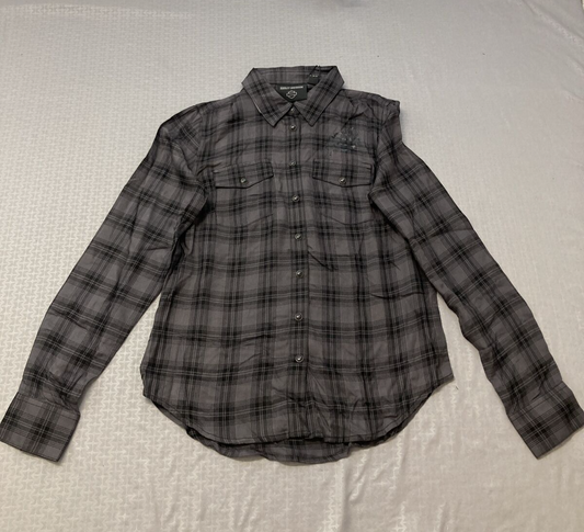 NEW HARLEY DAVIDSON 96479-23VW WOMENS CLASSIC ENCHANTED SHRT PLAID BLK PEARL 1W