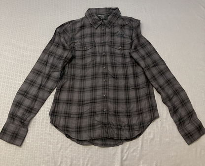 NEW HARLEY DAVIDSON 96479-23VW WOMENS CLASSIC ENCHANTED SHRT PLAID BLK PEARL 2W