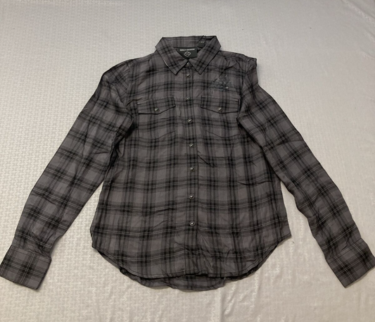 NEW HARLEY DAVIDSON 96479-23VW WOMENS CLASSIC ENCHANTED SHRT PLAID BLK PEARL 3W