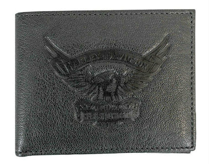 NEW GENUINE HARLEY DAVIDSON EE9041L-BLK Men's Billfold Wallet W/ Removable ID