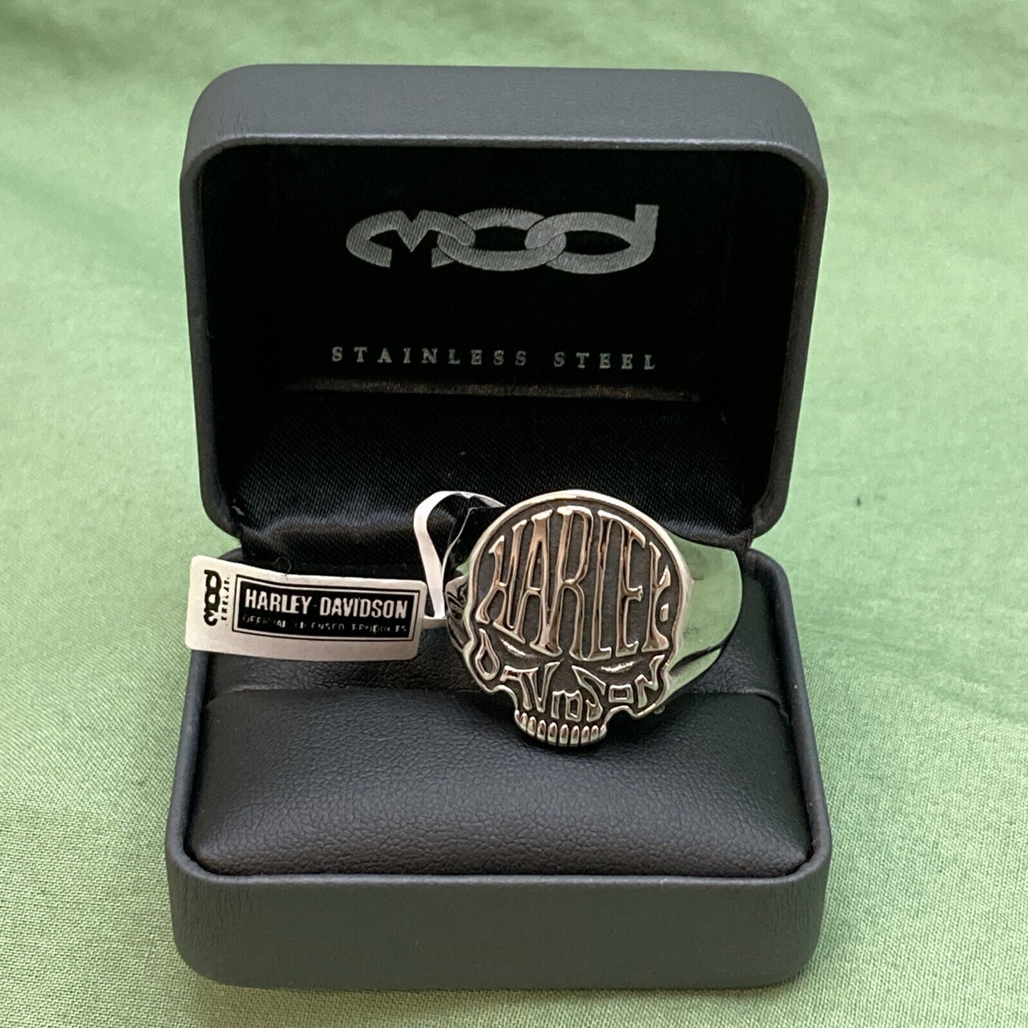 NEW GENUINE HARLEY DAVIDSON MOD HSR0082 SZ 13 CALAVERA STAINLESS STEEL RING