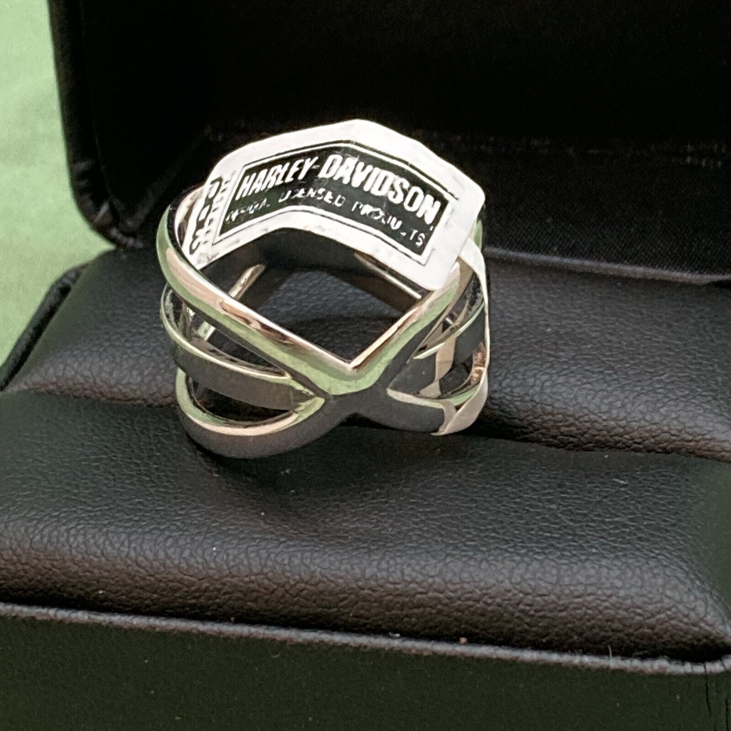 NEW GENUINE HARLEY DAVIDSON HDR0430 SZ 10 B&S BLING CROSS OVER SPLIT RING