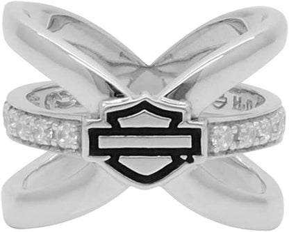 NEW GENUINE HARLEY DAVIDSON HDR0430 SZ 10 B&S BLING CROSS OVER SPLIT RING