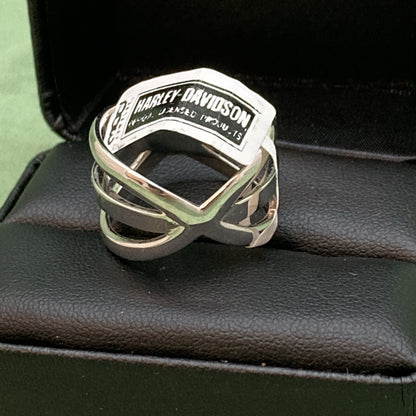 NEW GENUINE HARLEY DAVIDSON HDR0430 SZ 9 B&S BLING CROSS OVER SPLIT RING