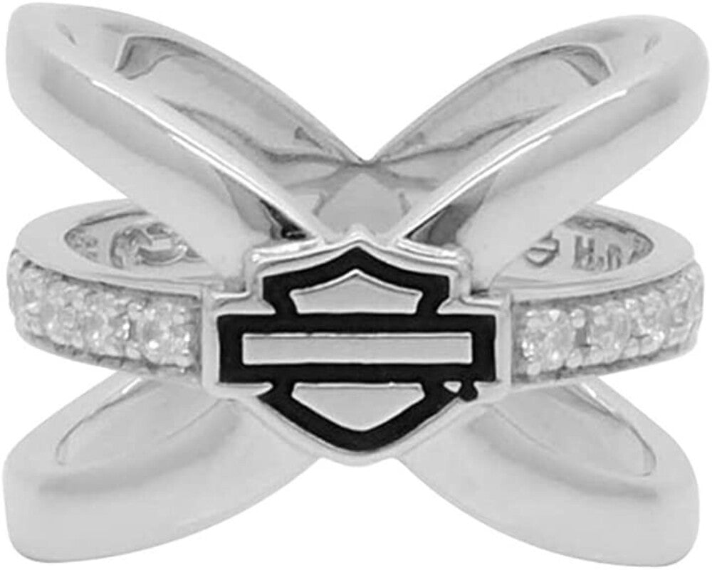 NEW GENUINE HARLEY DAVIDSON HDR0430 SZ 9 B&S BLING CROSS OVER SPLIT RING