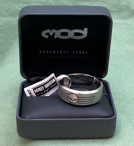 NEW GENUINE HARLEY DAVIDSON MOD HSR0027 SZ 11 STEEL SKULL Willie G BAND RING