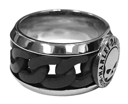 NEW GENUINE HARLEY DAVIDSON MOD HSR0030 SZ 9 Black Steel Chain H-D Ring