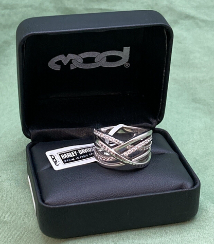 NEW GENUINE HARLEY DAVIDSON MOD HDR0566 SZ 7 TWISTED BLING HD TAPERED RING