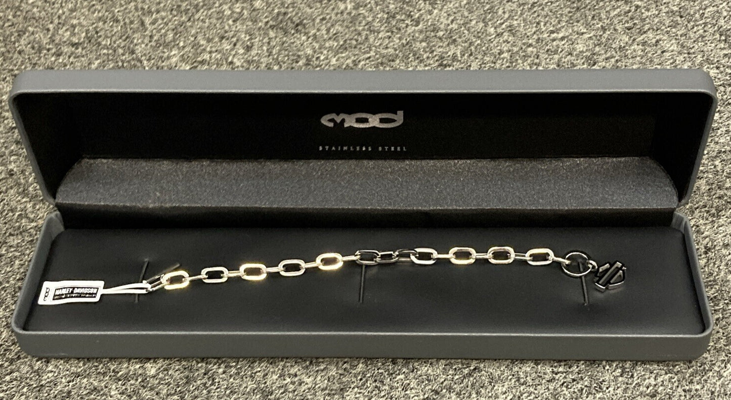 NEW GENUINE HARLEY DAVIDSON MOD HSB0243 WOMEN'S 7.5" B&S CHAIN BRACELET