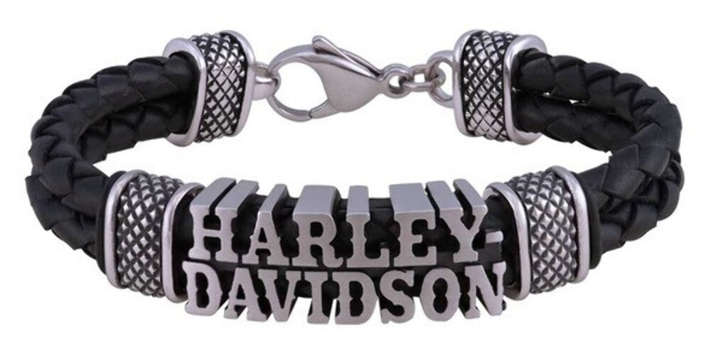 NEW GENUINE HARLEY DAVIDSON MOD HSB0221 MEN'S 8" Western Double Leather Bracelet