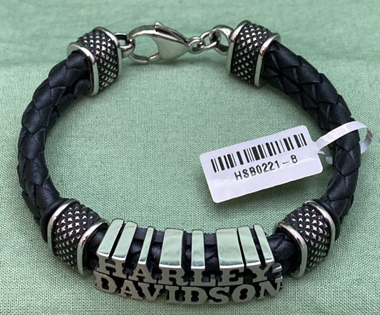NEW GENUINE HARLEY DAVIDSON MOD HSB0221 MEN'S 8" Western Double Leather Bracelet