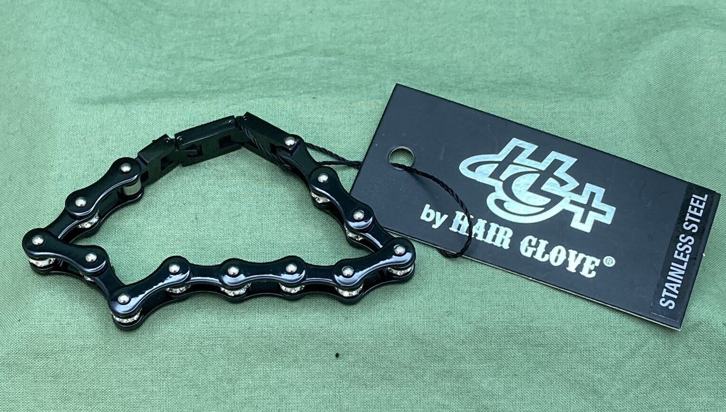NEW HAIR GLOVE 84078 WOMEN'S 8.5" BLACK SINGLE BIKE CHAIN BRACELET