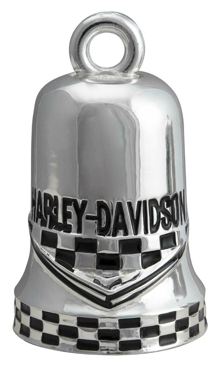 NEW GENUINE HARLEY DAVIDSON HRB117 SILVER CHECKERED RACING FLAG RIDE BELL