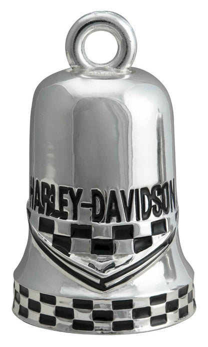 NEW GENUINE HARLEY DAVIDSON HRB117 SILVER CHECKERED RACING FLAG RIDE BELL