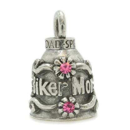 NEW ROAD SPIRIT RSP-BIKERMOM PEWTER RIDE BELL WITH PINK RHINESTONES
