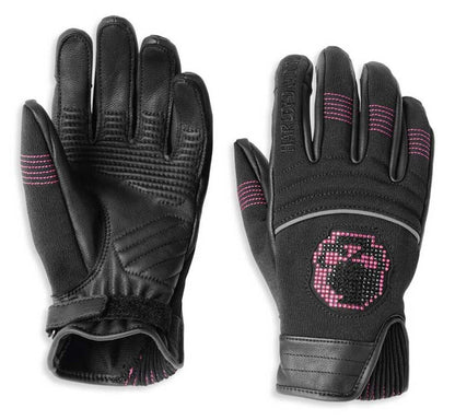 NEW HARLEY DAVIDSON 97133-22VW Women's Bling Willy G Skull Full Finger Glove XS