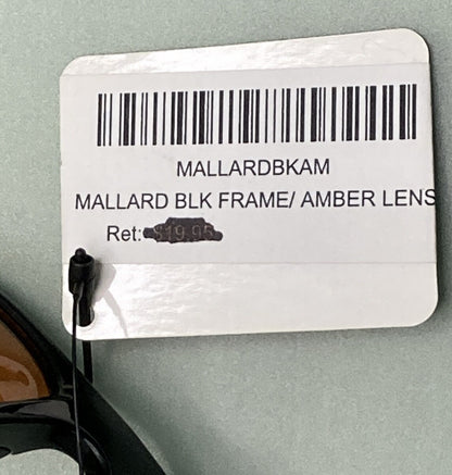 NEW BIRDZ EYEWEAR MALLARDBKAM MALLARD BLACK FRAME W/ AMBER LENS