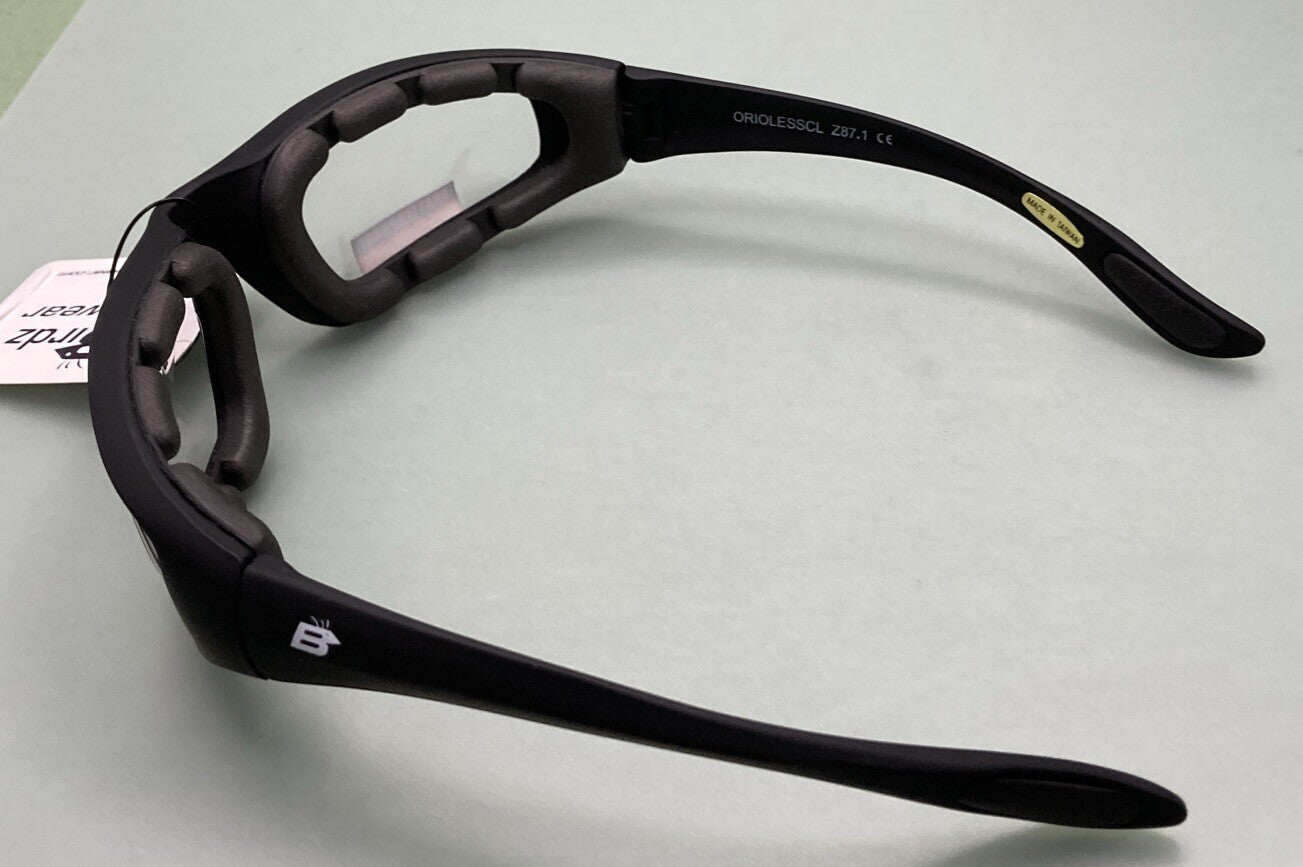 NEW BIRDZ EYEWEAR ORIOLESSCL ORIELE SAFETY SERIES CLEAR LENS BLACK FRAME GLASSES