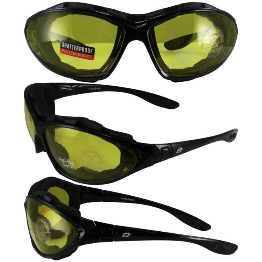 NEW BIRDZ EYEWEAR THRASHERYL AIRY FOAL YELLOW ANTI-FOG LENS RIDING GLASSES