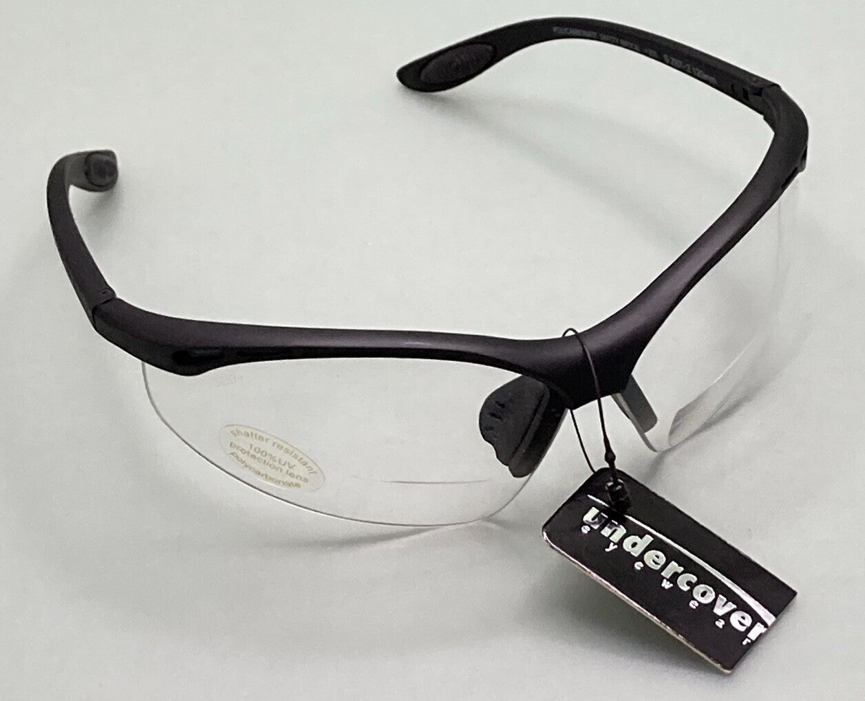 NEW UNDERCOVER EYEWEAR SR206CLR BLACK W/ CLEAR LENS READER 3.0 SAFETY GLASSES